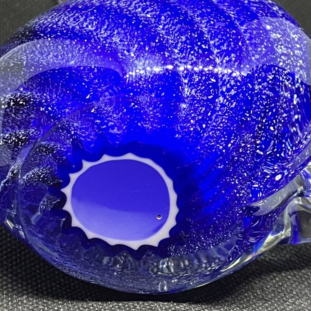 Cobalt blue glass gold flecks glass kitty cat art figure paperweight 6.5 in - Picture 2 of 7